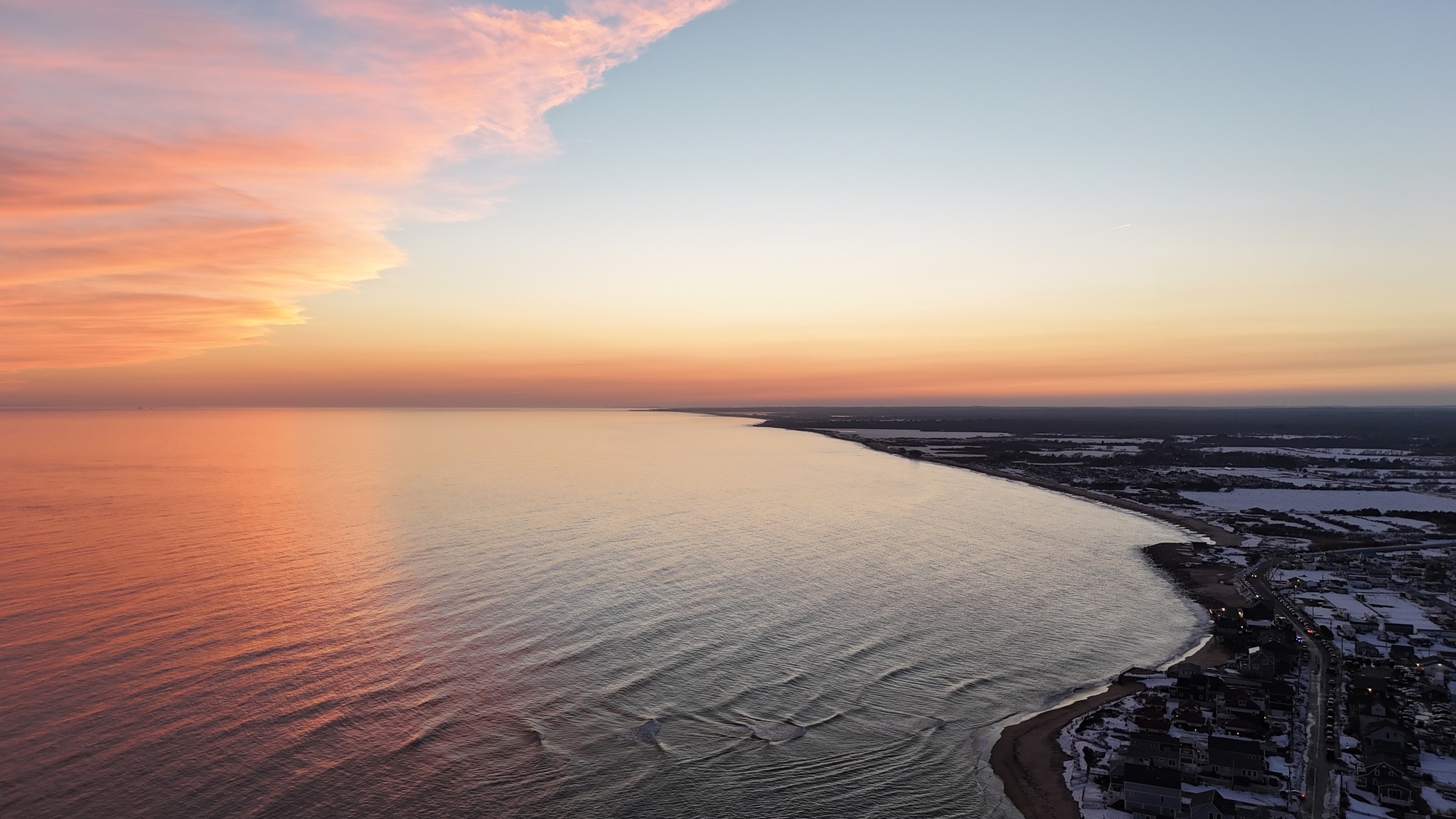 Aerial sunset coastline photography