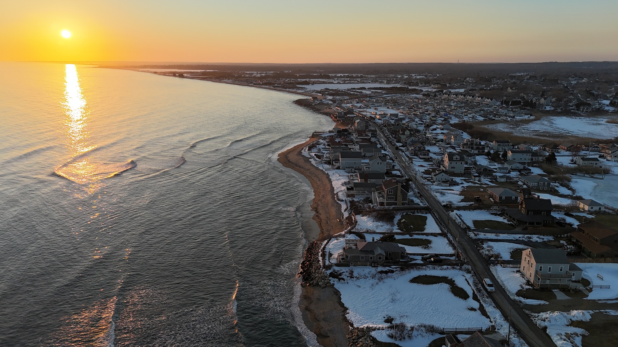 Luxury waterfront property aerial view