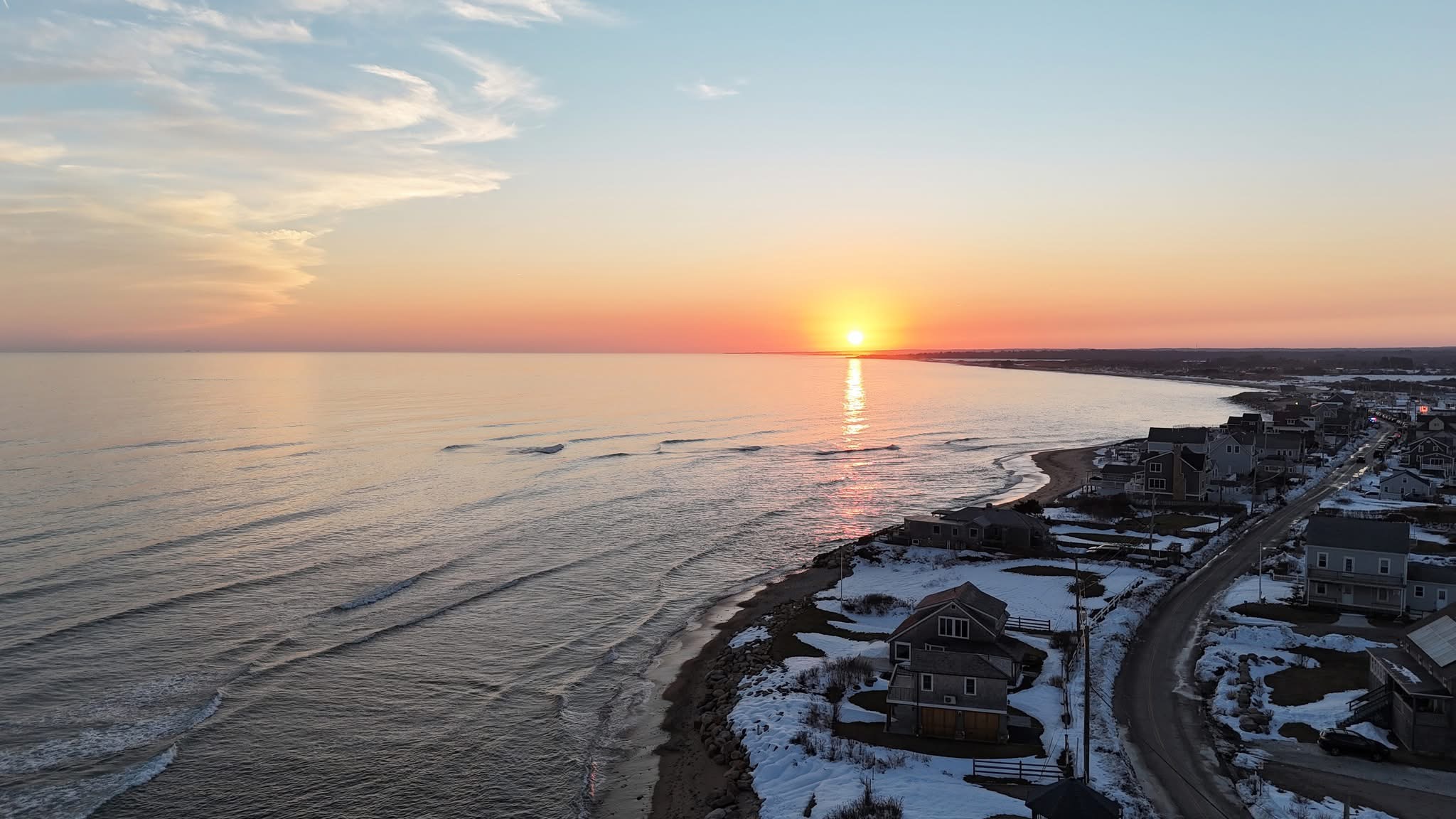 Oceanfront neighborhood aerial view
